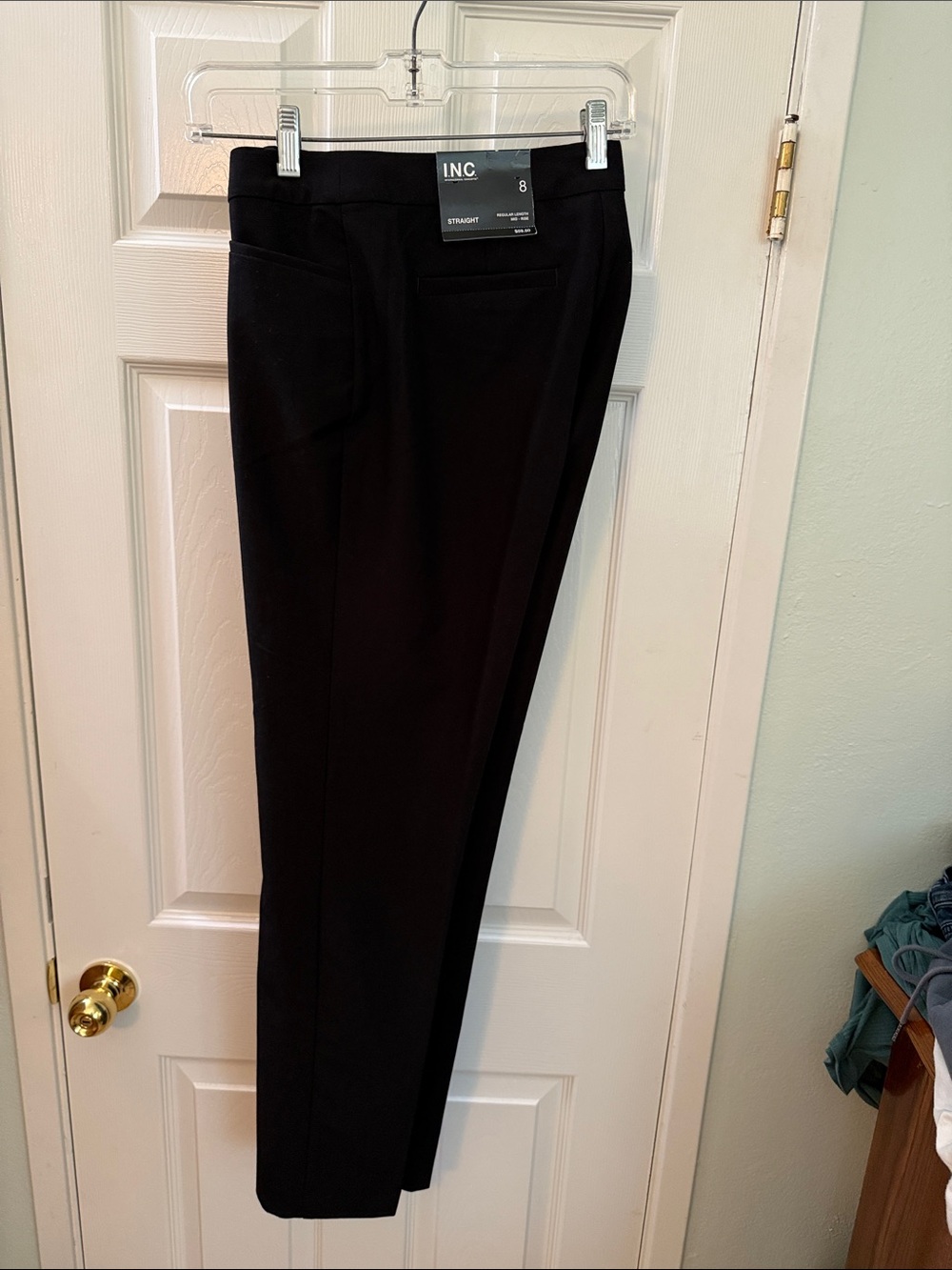 INC International Concepts Ladies Black Straight-Leg Dress Trousers